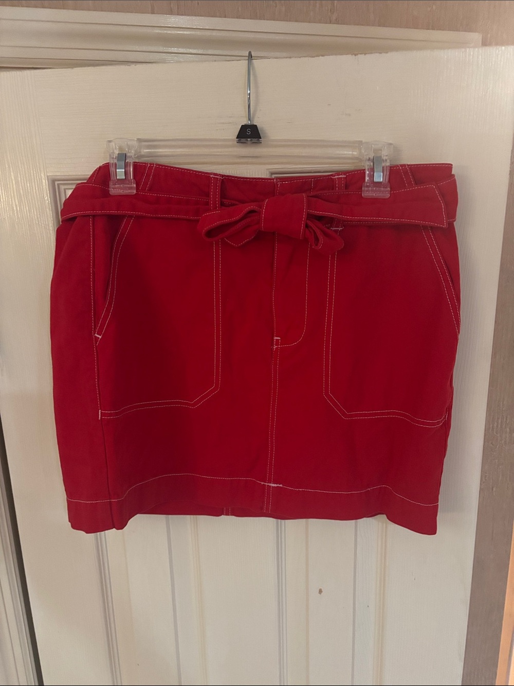 Dickies Red Tie-Belt Mini Skirt